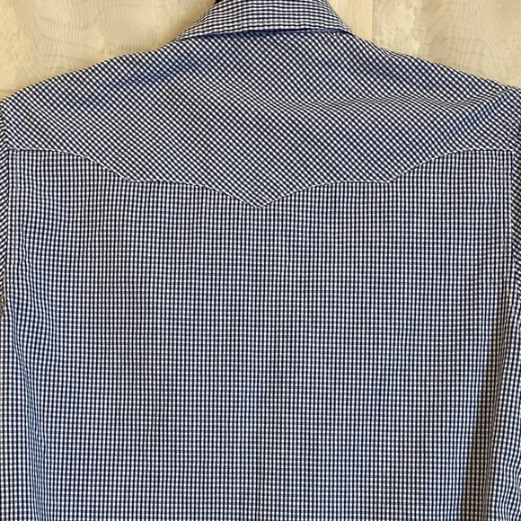 Wrangler navy and white checked western shirt - Picture 2 of 7